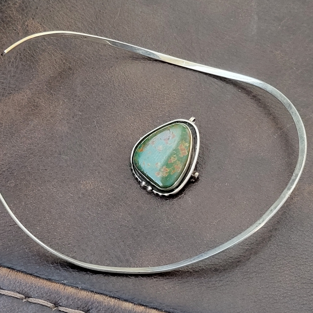 Signed Ricky Ortiz Navajo Pendant/ Brooch Necklace 925 Sterling Mexico … - Picture 7 of 10